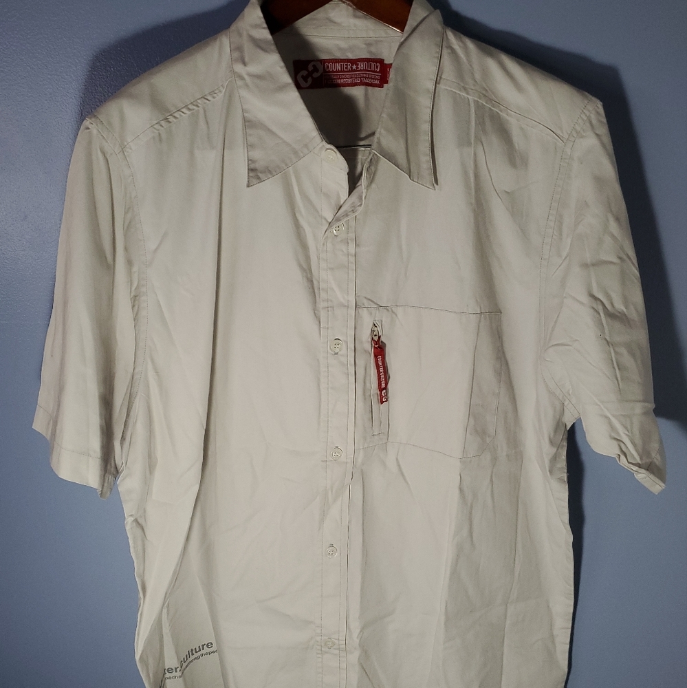 Counter Culture White Button Shirt Men Size L